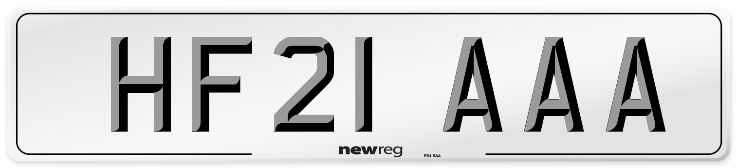 HF21 AAA Number Plate from New Reg
